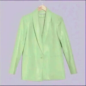 *NWT* Alice + Olivia Denny Faux Leather Shawl Collar Blazer